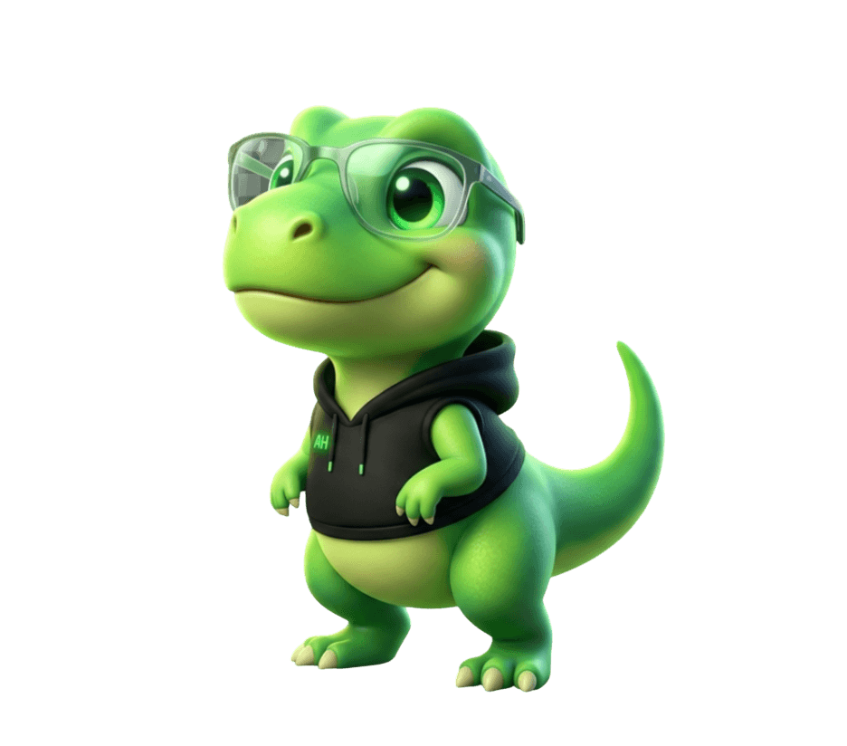 HeyAgent dinosaur mascot